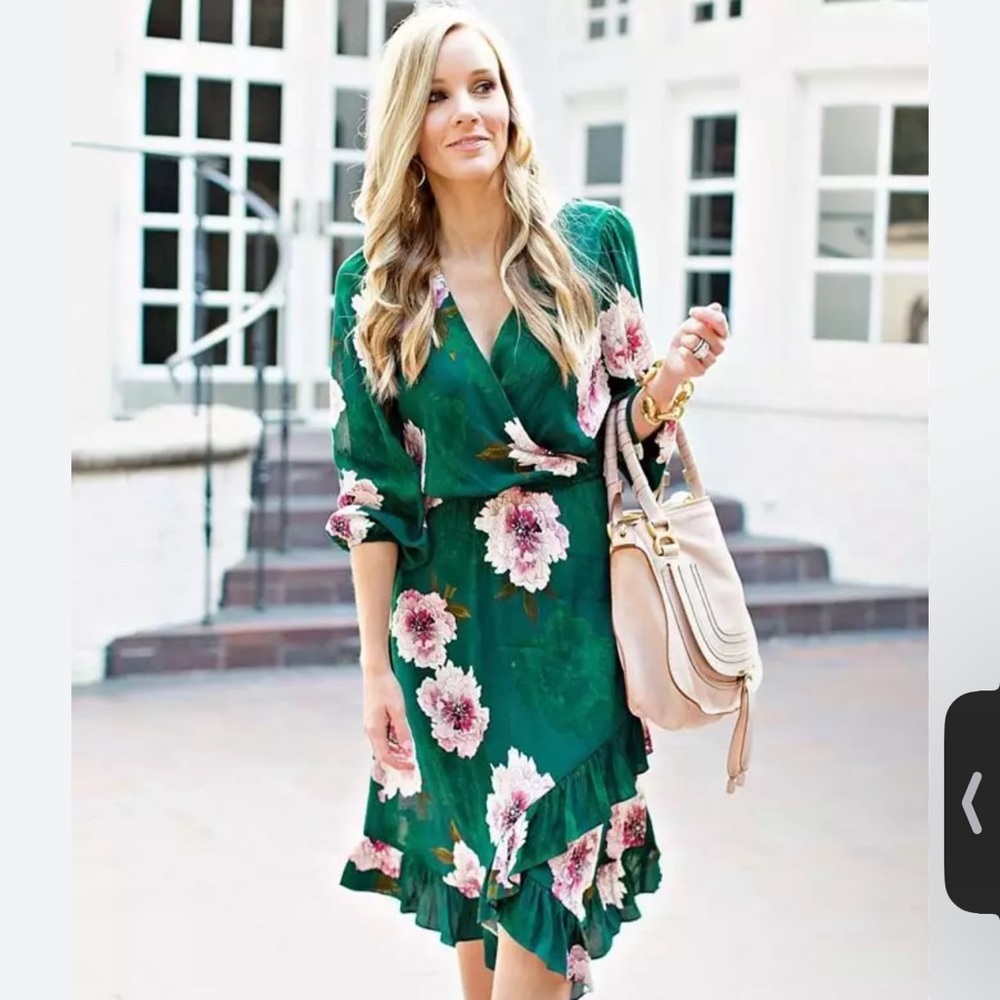 NWT Anthropologie Plenty by Tracy Reese green and pink floral dress